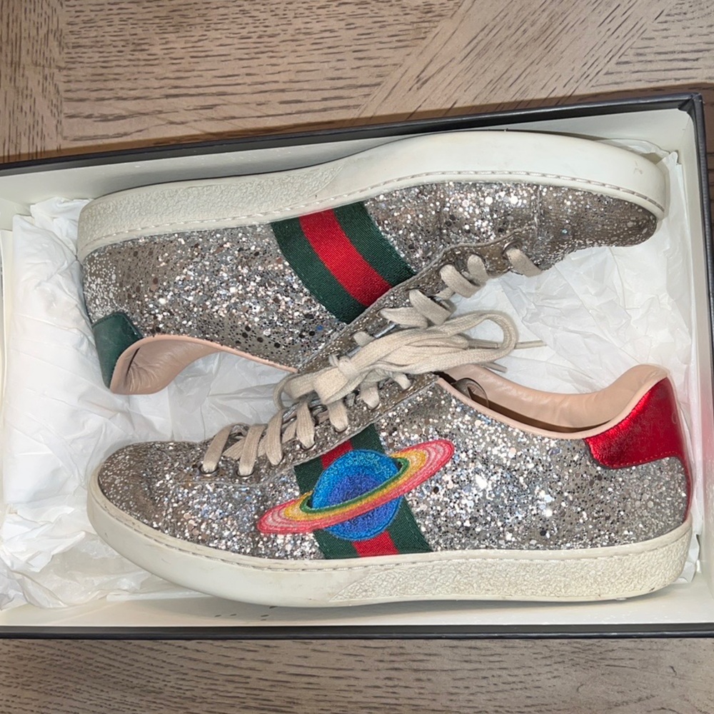 Gucci Ace Saturn 🪐 UFO ✨Glitter✨ Rainbow 🌈 Sneakers